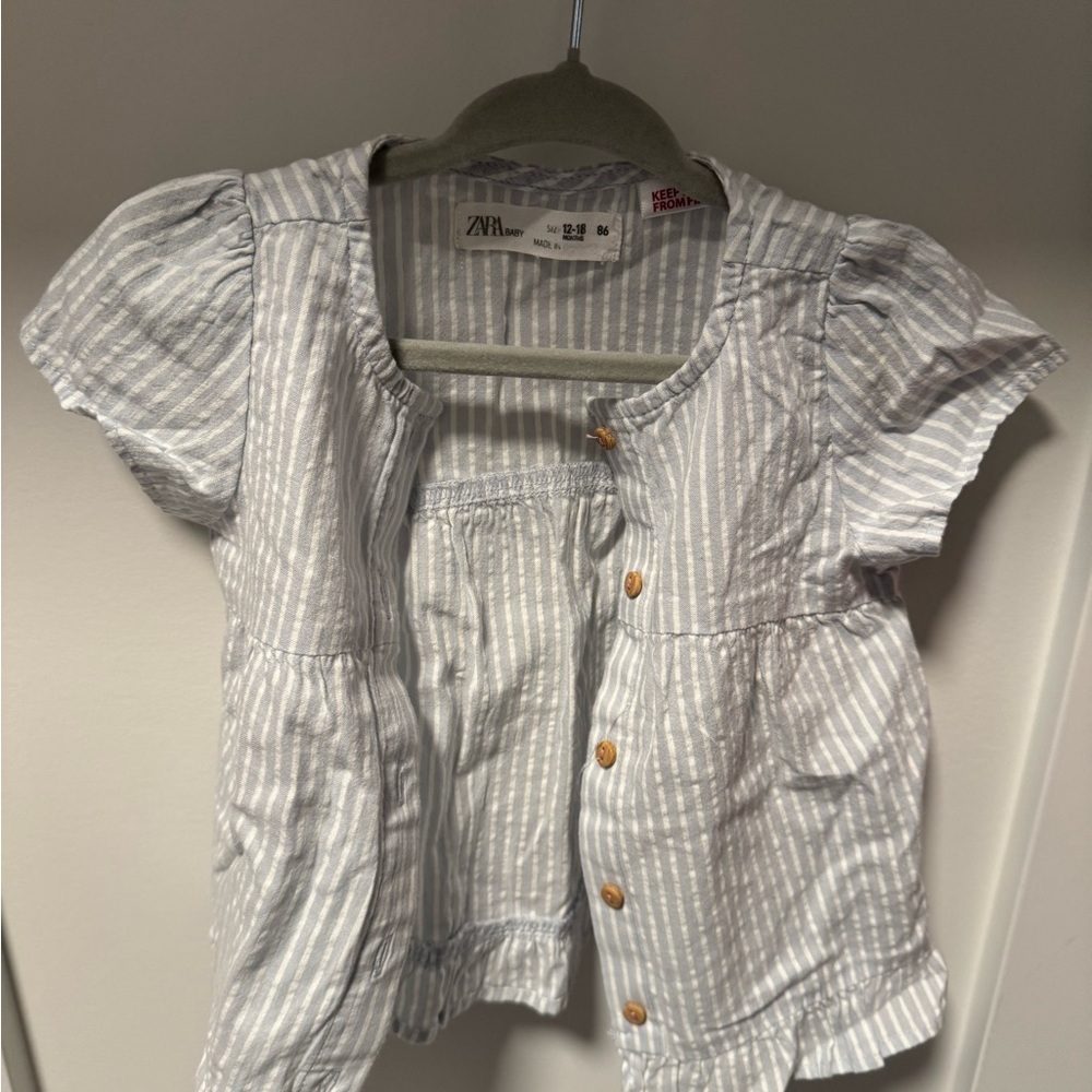Zara Kids Light Gray Striped Blouse